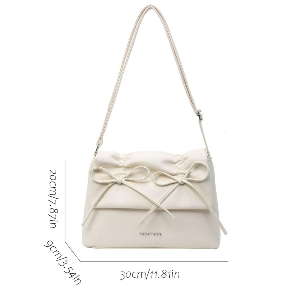 Korean Style Balletcore Bow Handbag Shopping Bag PU Leather Underarm Bag  Women