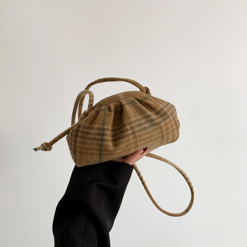 Geantă de umăr crossbody din lână carouri feminină mică și rafinată premium nouă toamnă