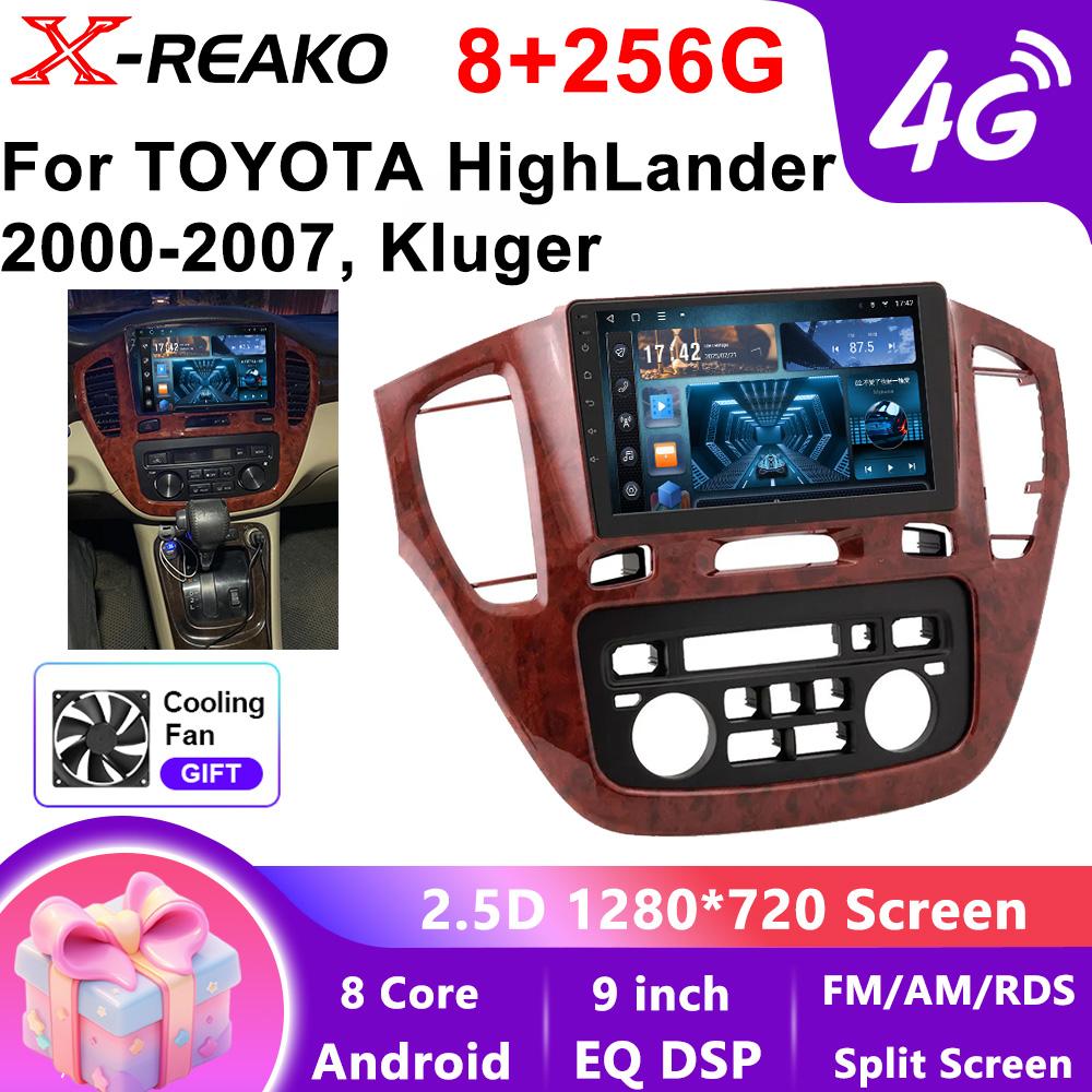 Android  Head Unit For Toyota HighLander 2000-2007,Kluger Carplay Auto Car Radio Multimedia Video Player Navigation GPS 4G WIFI QLED