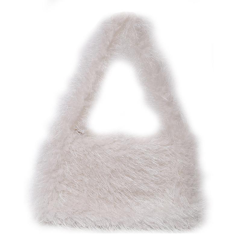 

Сумка Женская Новая Милая Плюшевая Маленькая Квадратная Сумка Повседневная Универсальная Сумка на Плечо белый