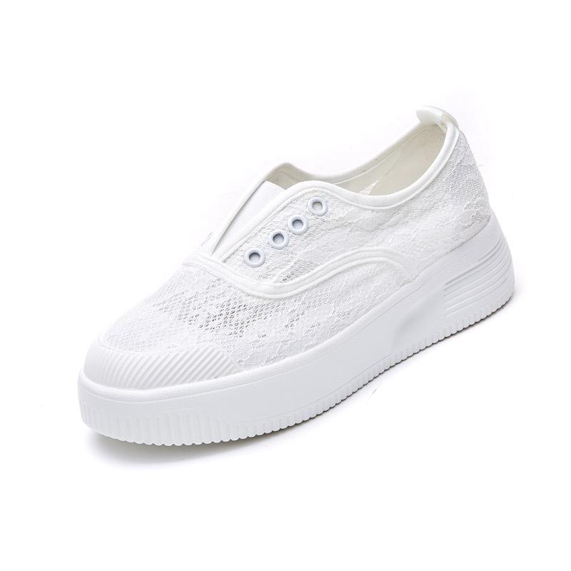 Little white shoes women's new summer flat-soled sandals thick-soled lace mesh breathable one-pedal fisherman shoes