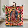 Virgin Mary Cherubs Rose Warm Soft Blanket  Airplane Travel Plush Throw Blanket Couch Chair Flannel Bedspread Sofa Bed Cover
