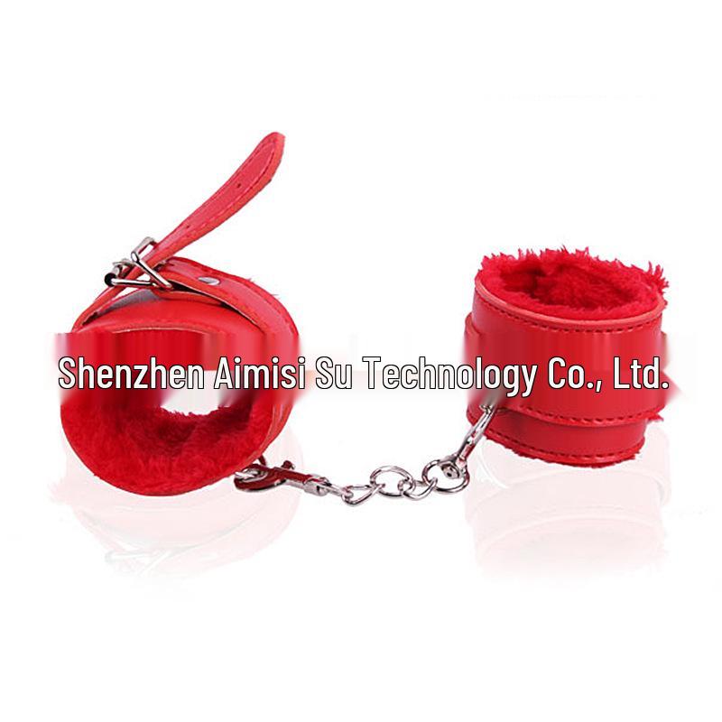 Leather Adult Handcuffs & Ankle Cuffs with Metal Chains - Plush Couple's Sex Aids