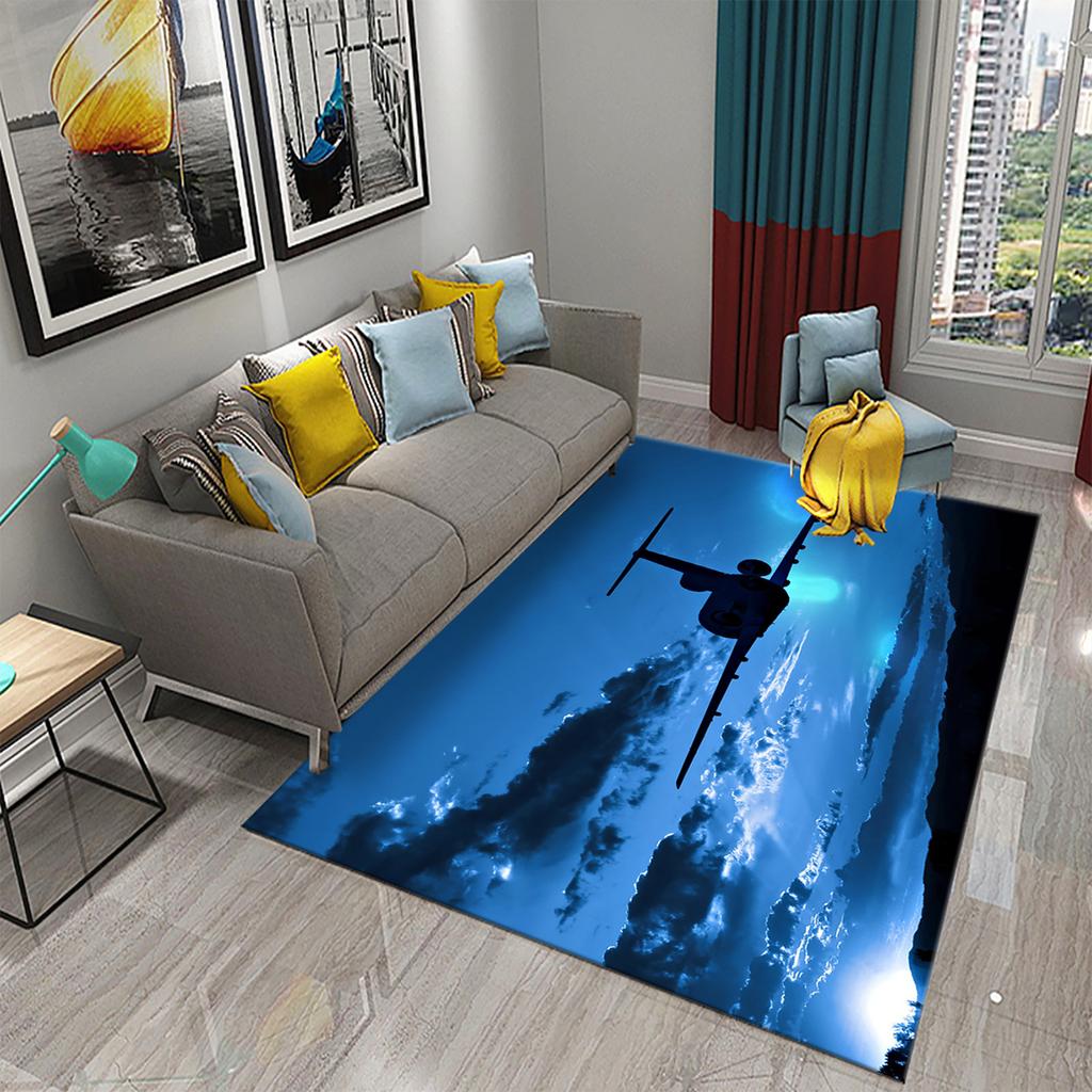 Airplane Carpet Sky Sunset Scene Area Mat for Kitchen Bathroom Entrance Door Anti-Slip Absorbent Mat Teens Bedroom Home Decor