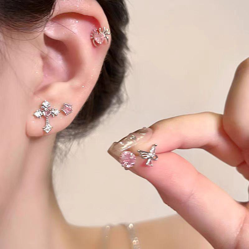 

1Set Super Sweet Zircon Cross Earrings Creative Earrings Earrings Butterfly Earrings