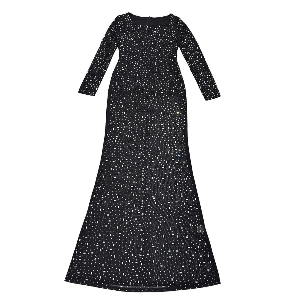 European & American Rhinestone Long Sleeve One-Shoulder Women's Dress