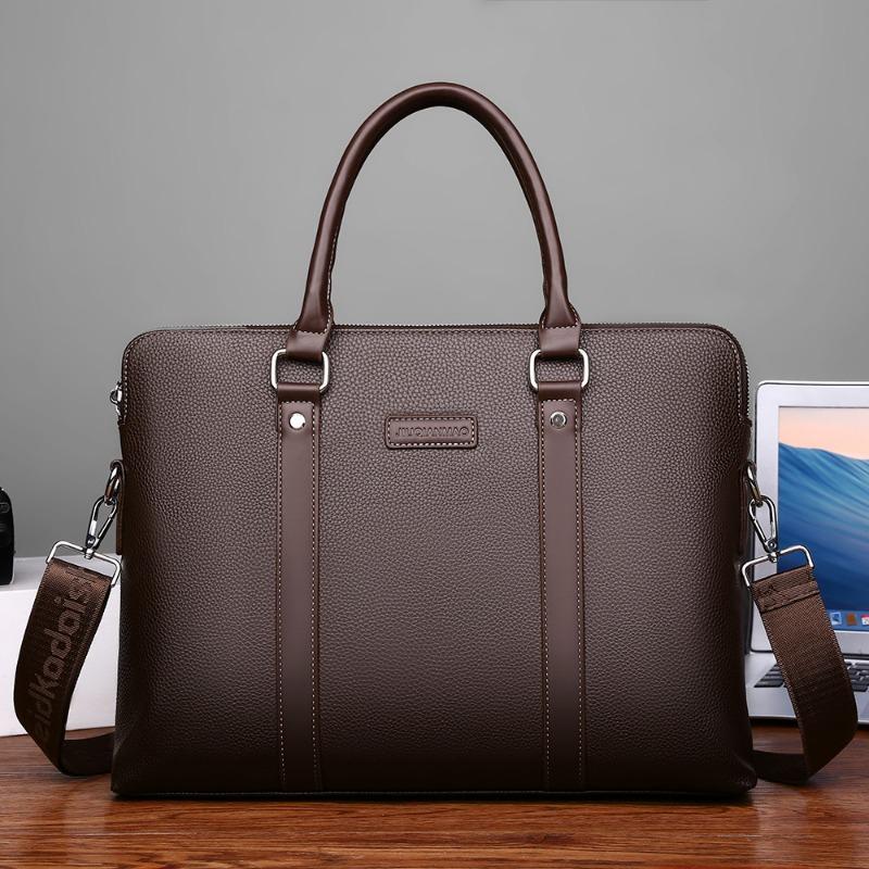 

Men s bag new business commuter shoulder bag computer bag horizontal men s briefcase темно-коричневого