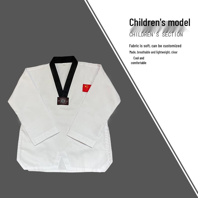 Adults' & Children's Taekwondo Training Suit - Long/Short Sleeve, Summer/Autumn, Striped Design with Custom Print Option
