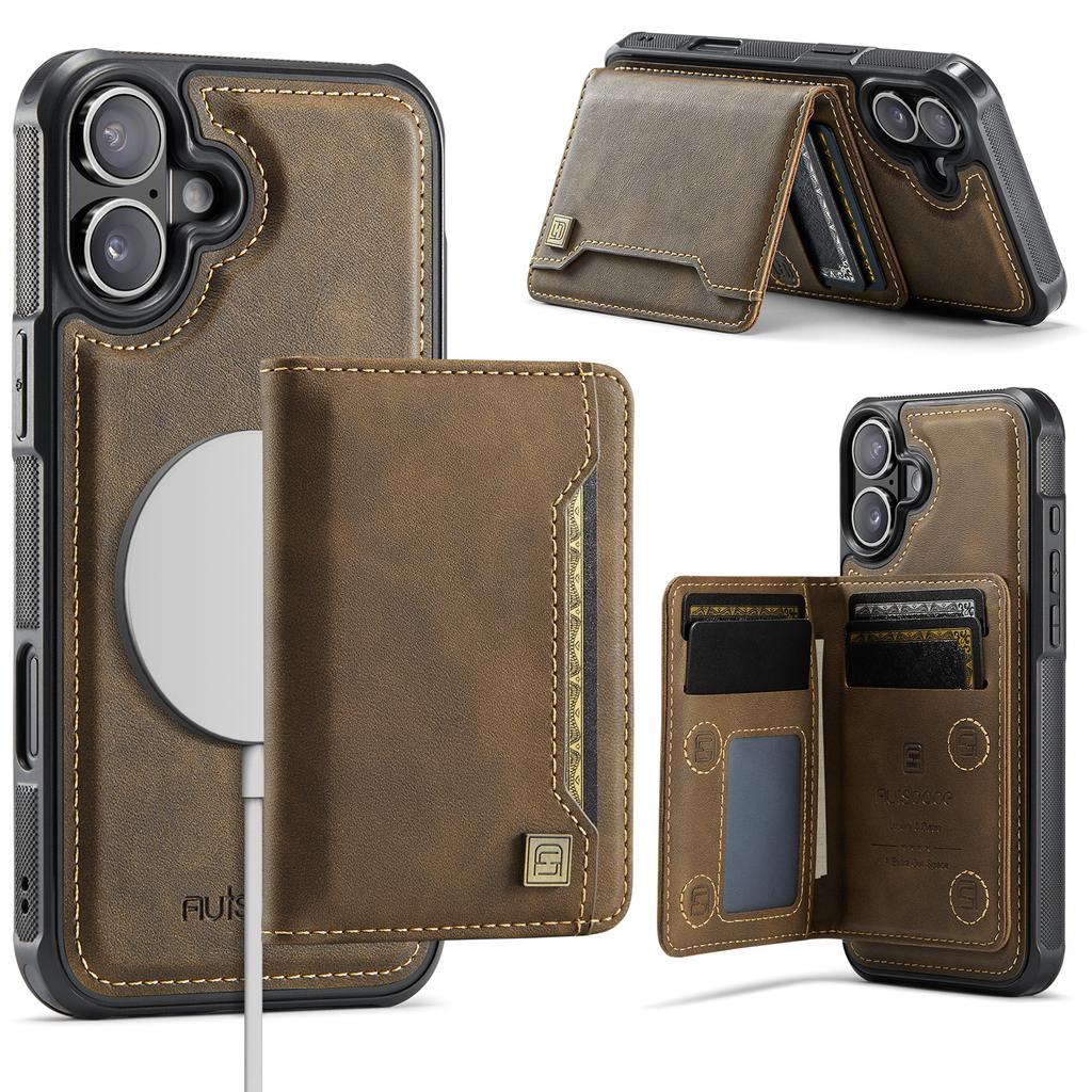 2 In 1 Detachable Magnetic Cards Solt Wallet Leather Case For iPhone 16 Pro Max 15 Plus 14 13 12 For Magsafe Removable Bag Cover