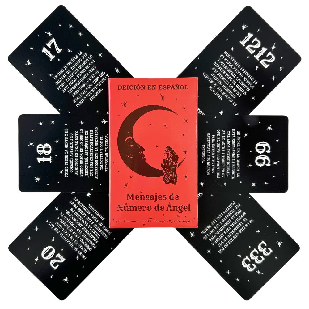 Oráculo en Español, Mensajes de Número de Ángel, 53 Cartas, Números Angelicales Angel Number Messages Tarot Cards Deck Future Te