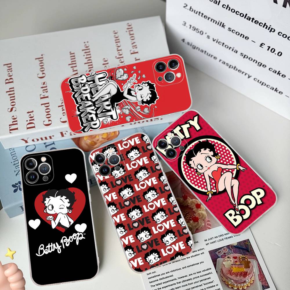 Animation B-Betty Boop Transparent TPU Phone Case For IPhone 17 11 12 13 14 15 16 Pro Max 16 Plus Cover