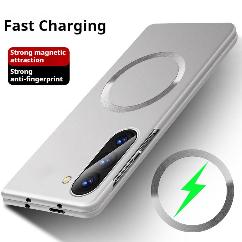 For Magsafe Metal Paint Plating Magnetic Frosted Case For Samsung Z Fold 7 6 5 4 3 ZFlip 7 6 5 4 3 Wireless Charge Slim PC Cover