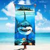 2D Shark Beach Towel Microfiber Quick Dry Bath Towel Large Summer Swimming Pool Towel Sandproof Travel Picnic Blanket for Adults