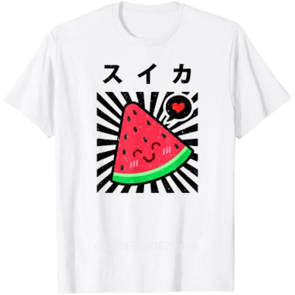 Watermelon Japanese Kawaii 90's Retro Cute Summer Fruit T-Shirt Casual Cotton Daily Four Seasons Tees