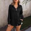 Women's long sleeve lapel loose wave pattern shirt