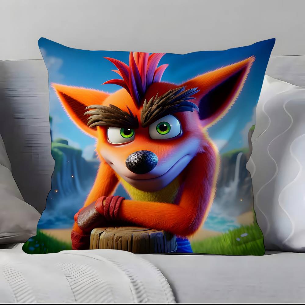 Game Cartoon Crashs B-B-Bandicoot Pillow Case Pillowcase Soft Skin Friendly & Comfortable With A Hidden Zipper