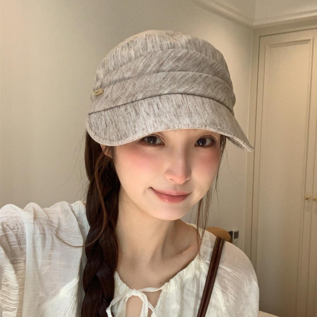 New Retro Newsboy Hat Pleated Simple Temperament Beret Spring and Summer Literary Face Little Peaked Cap