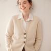 Women's V-Neck Cashmere Cardigan: Autumn/Winter, Thick Knit, Loose Fit, Button-Up, Ribbed Seven-Stitch Sleeves.
