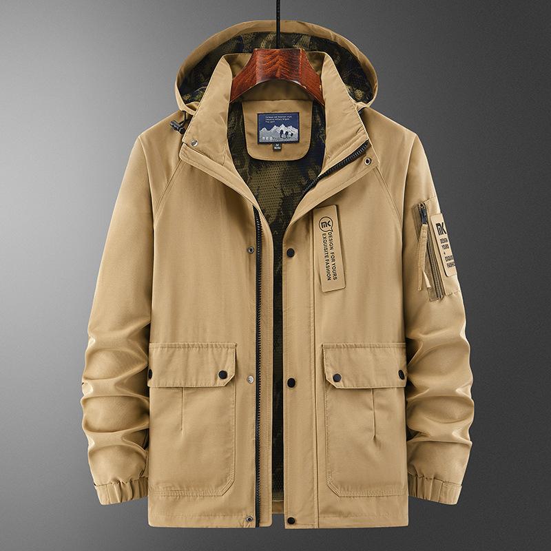 Spring and Autumn Men's Mountain Loose Casual Jacket Functional Outdoor Hooded Outside Long Sleeve Jacket