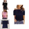Elegant Women's Off-shoulder Short Sleeve Lace Hollow Casual T-shirt Blouse For Summer Outings