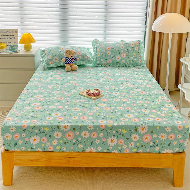 1pc Fitted Sheet Simple Style Bed Cover Soft Bedsheet Elastic Mattress Protector Home Bed Linen sabanas para cama(No Pillowcase)