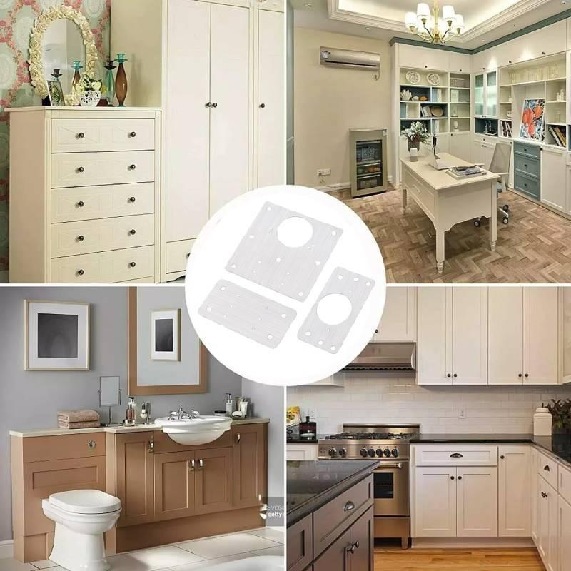 Cupboard Door Kitchen Hinge Repair Kit Plate Fixing Screws Cabinet Durable Tool