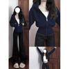 Dark Blue Zip Up Hoodie Jacket