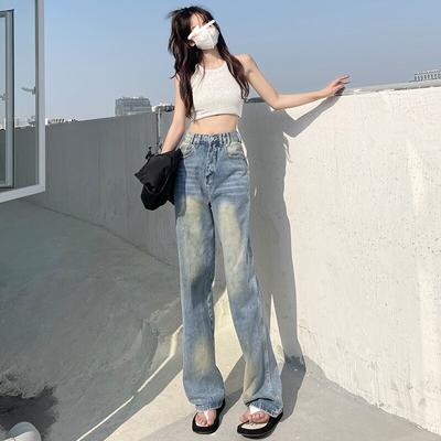 Retro Chic Frühling 2022 Frauen Hohe Taille frauen Breite Bein Jeans Baggy Frau Denim Volle Match Hosen Jean Mom jeans Hosen