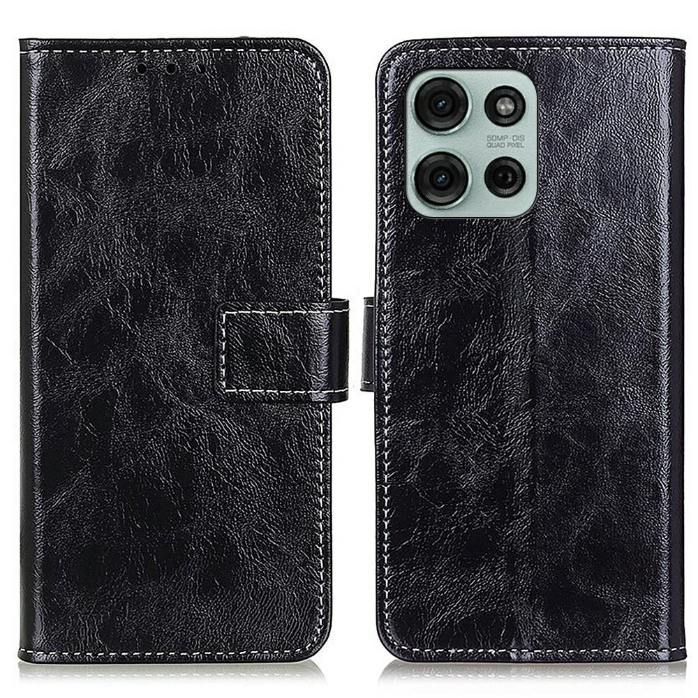 

For Motorola Moto G75 5G Leather Case Wallet Phone Cover Crazy Horse Texture A