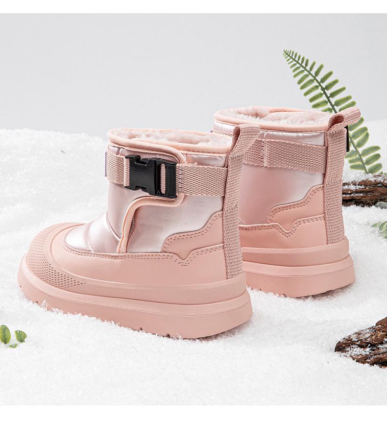 Hapi Bear Kids' Mid-Calf Winter Snow Boots with Velvet Lining - Boys & Girls Warm Cotton Shoes