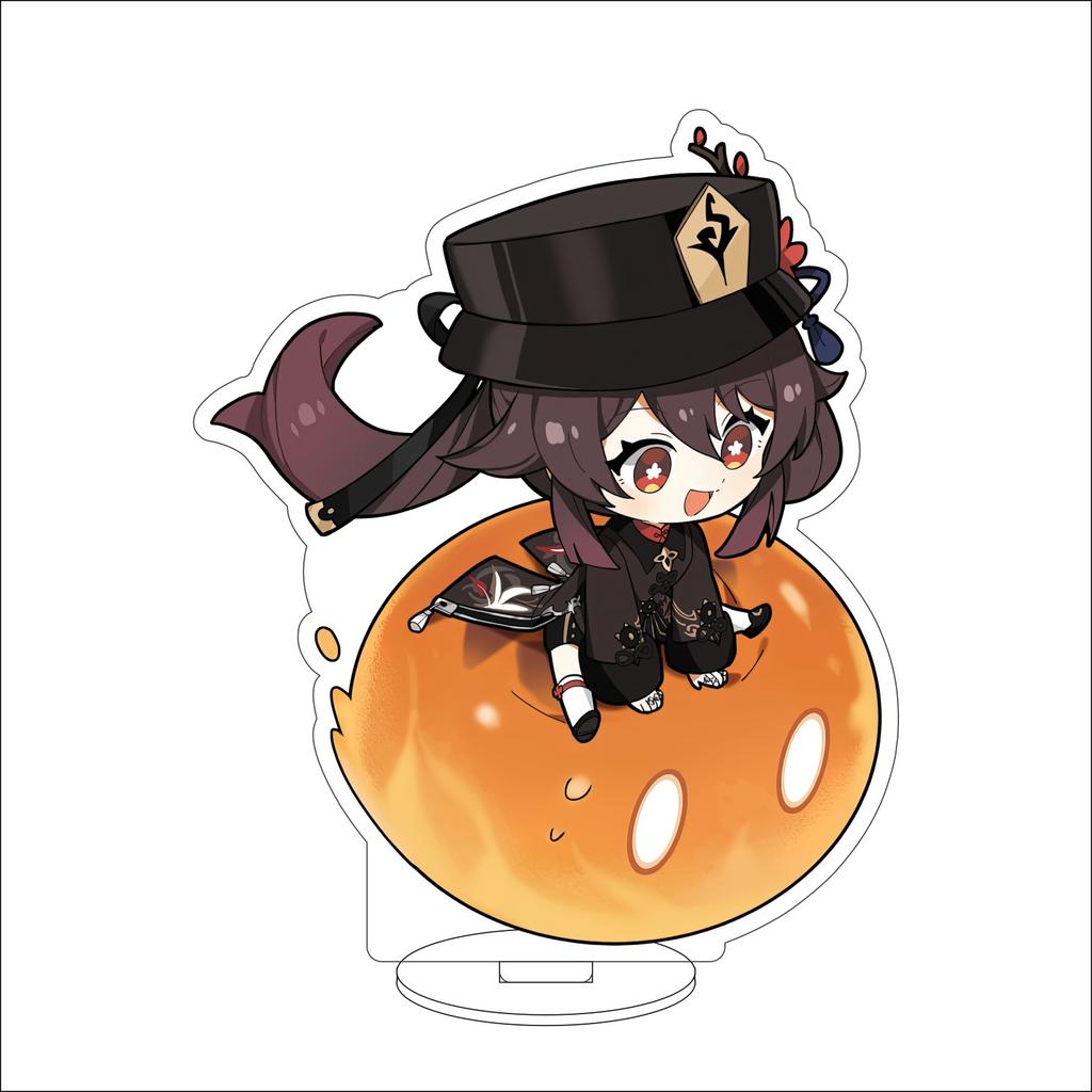 10CM Anime Genshin Impact Figure Stand Model Hu Tao Cute Desk Decor Standing Sign Gifts