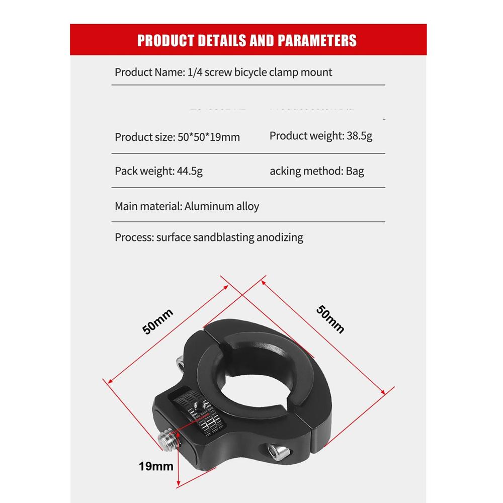 Motorcycle Bicycle Handlebar Aluminum Accessories Mount Clamp for GoPro Hero 13 12 DJI OSMO 360 Action 5Pro 6 Insta360