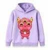 Kids Boys Girls Pullover Hoodie Cute Three-Eyed Pink Monster Print Casual Soft Hooded Sweatshirt For Boys Girls Daily Party Holiday Warm Comfortable
