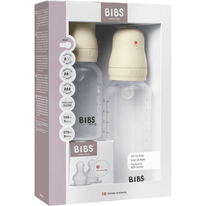Biberon bébé - BIBS Grow & Flow - Embout rond - Silicone - 150 ml & 270 ml - Ivory - Pack de 2
