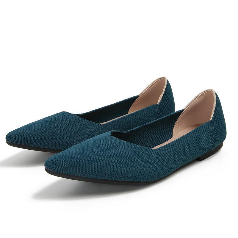 Temperament Fan Fei Weben Farbe Flache Schuhe Strickschuhe Gestrickte spitze Bootsschuhe Doudou-Schuhe