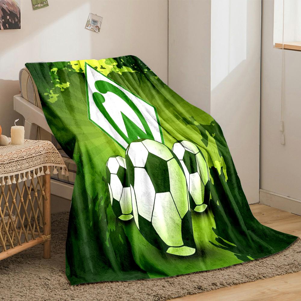 Green Soccer Logo Designed Flannel blanket for bedroom, living room, sofa, and nap