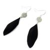 Les Trésors De Lily [N9909] - Silver Black 'Cheyennes' Designer Earrings