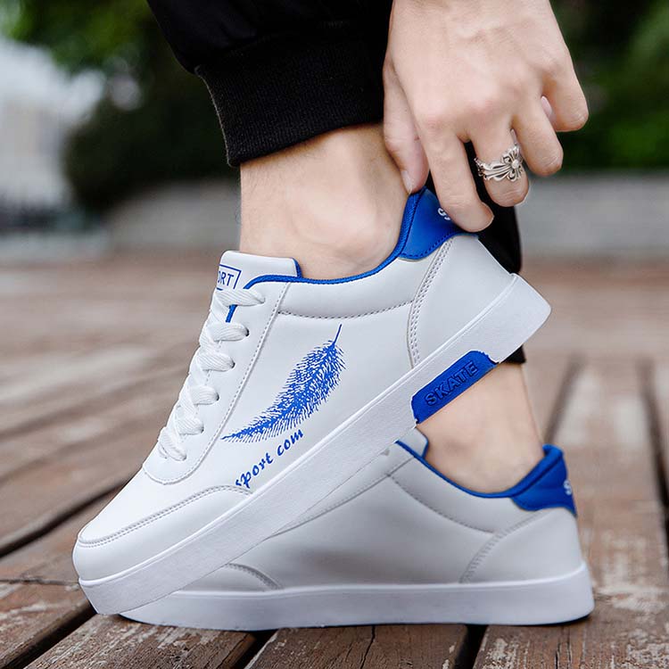 Spring and Autumn Solid Color Round Head Leaf Print Student Casual Shoes Men's Breathable Commuting Comfortable Flat Shoes
