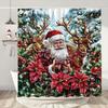 Funny Christmas Shower Curtain Santa Claus Snowman Deer Snow Scene Christmas Gifts Shower Curtain Bathroom Decoration With Hooks