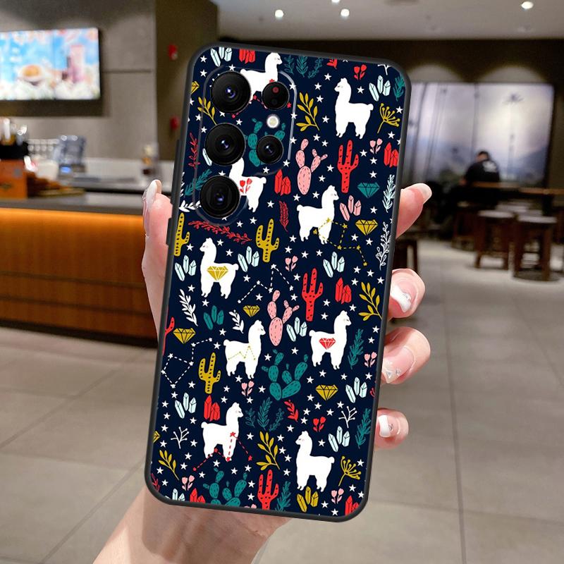 Llama Alpaca Pattern Phone Case For Samsung Galaxy S25 Ultra S24 S22 S21 S23 FE S9 S10 S20 Plus S24 FE Soft Cover