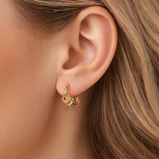 1 Paar Creolen für Damen, Kleine Kreis-Creolen mit Regenbogen-Emaille, Lebendige Farb-Ohrringe für den täglichen Gebrauch