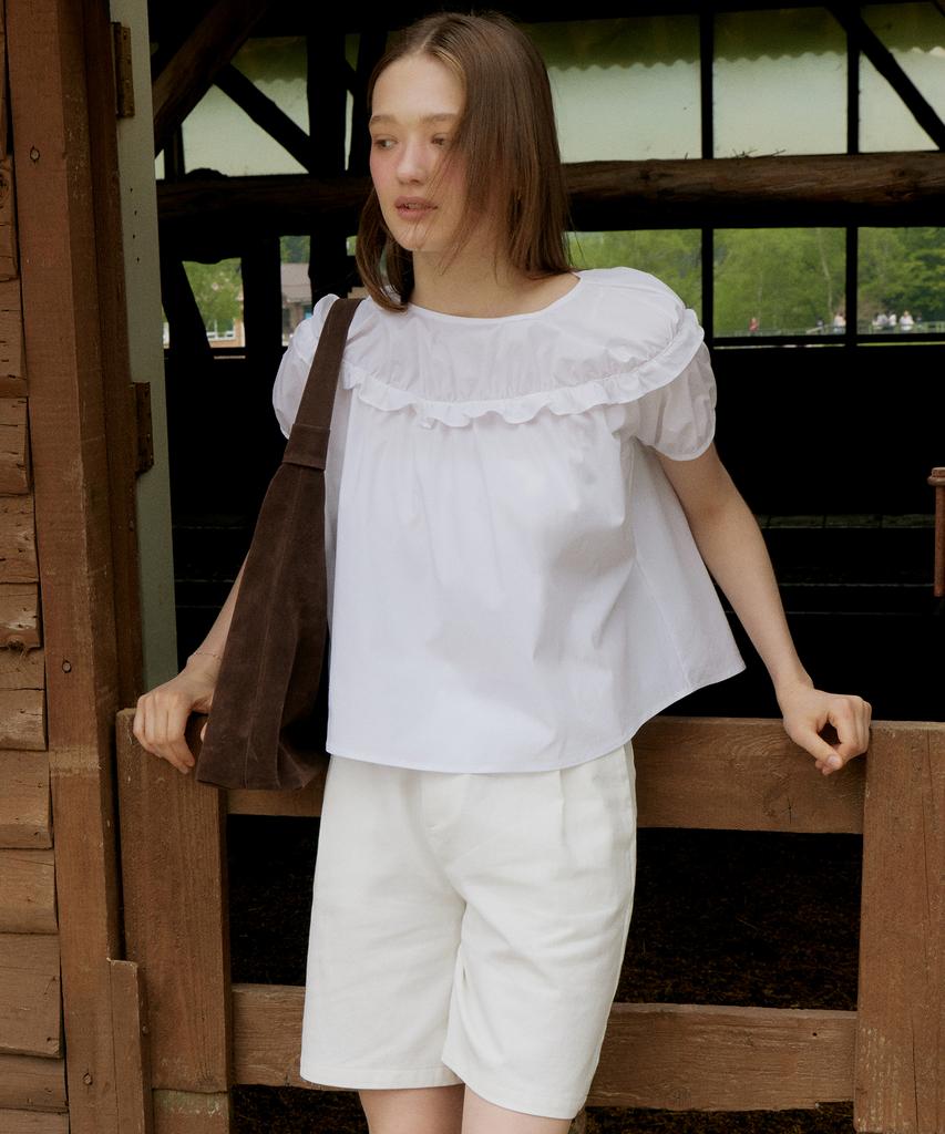 ITOV SEOUL York Shirred Blouse White