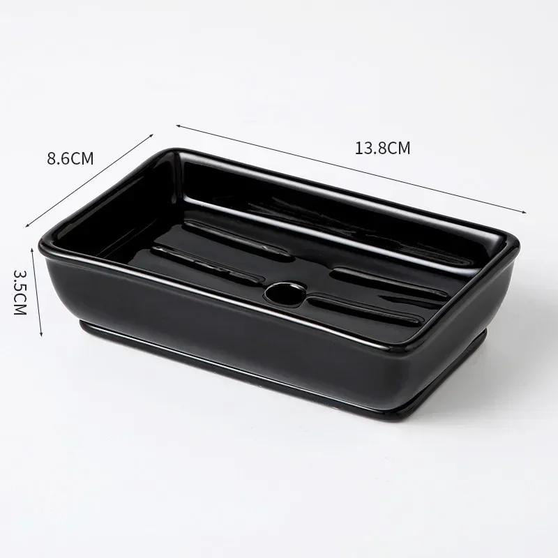 Light Luxury Soap Holder Ceramic Rectangle Household Bathroom Accessories Soap Dish Holders Restroom Organizer Kitchen Storage