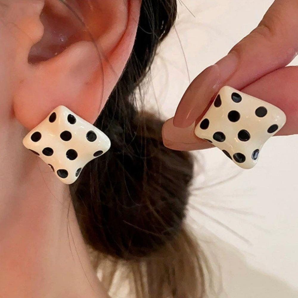 Irregular Polka Dot Earrings Sweet Square Earrings Korean Style Stud Earrings For Women Gifts