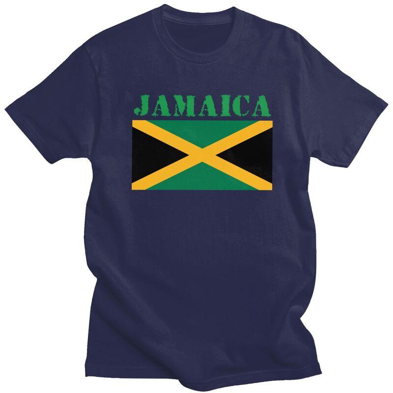 Custom Jamaica Flag T Shirt for Men Pure Cotton Tshirt Casual Tee Short Sleeve Tshirt Loose Fit Clothing