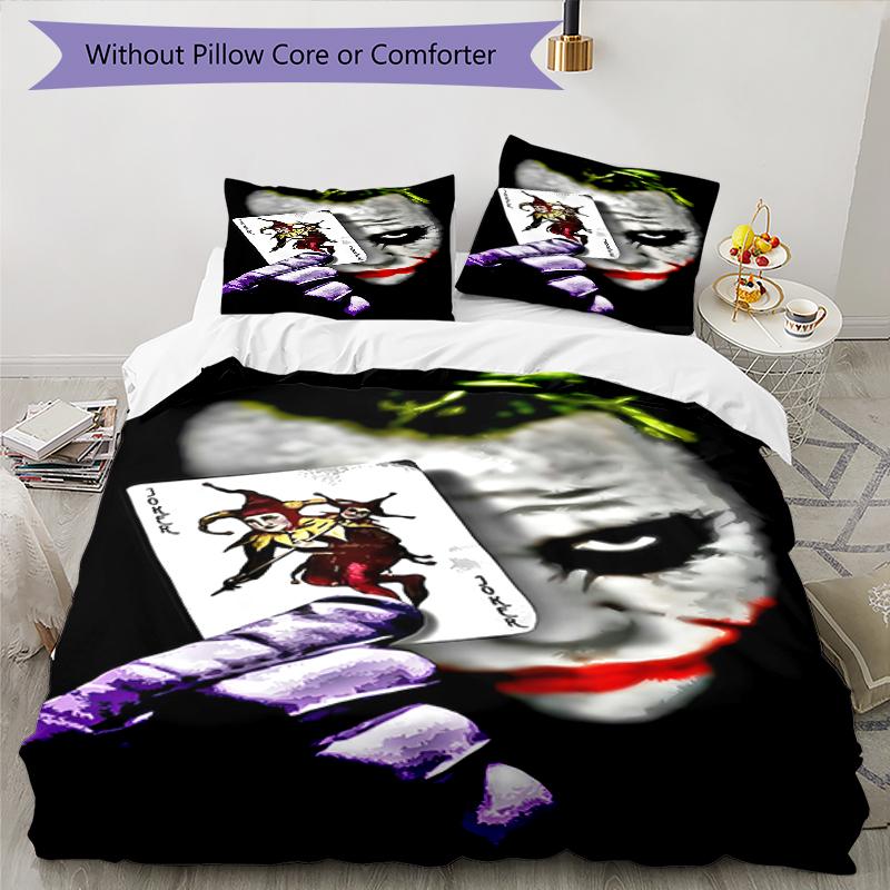 3pcs Joker Character Pattern Bedding Set Duvet Cover Set Includes Duvet Cover &pillowcases, Perfect All Season Bedroom Decoration & Gift