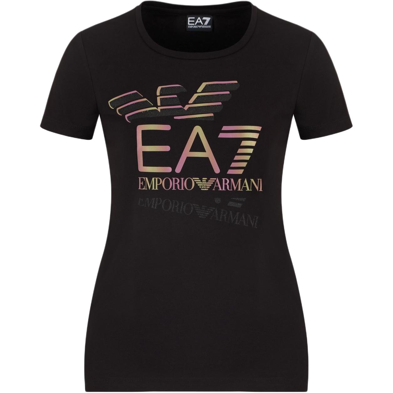 Emporio Armani EA7 Logo Print Cotton Crew Neck T-Shirt Women tops Black 7W000182-AF10373-UC001 S