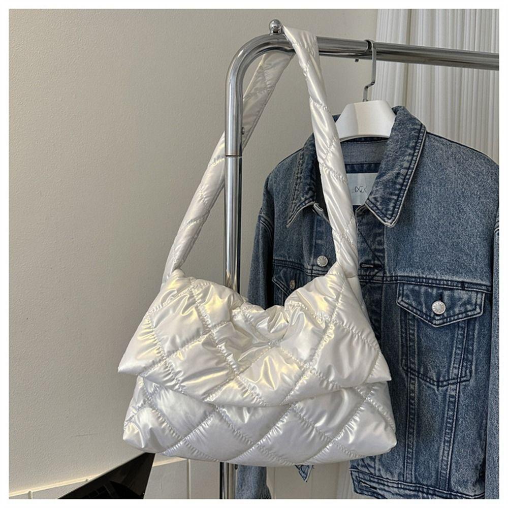 Casual Large Capacity Tote Bags Down Cotton Padded Quilted Handbags Shoulder Bag Women Girls