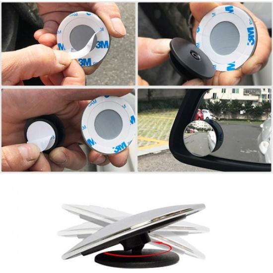 2pcs 360° Car Rearview Glass Frameless Wide Angle Round Convex Blind Spot Mirror