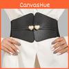 Minimally Heart Shaped Buckle Decoration Women Elasticity Wide Belt Waist